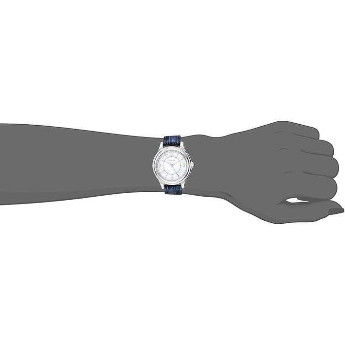 Timex Womens Classics Blue Croco Leather Strap Silver Analog Dial Quartz Watch - TW2R86000