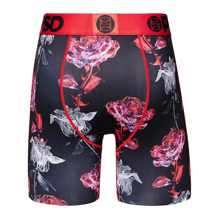 PSD Men's Black Infrared Glass Roses Micro Mesh Boxer Briefs Underwear - 322180100-BLK
