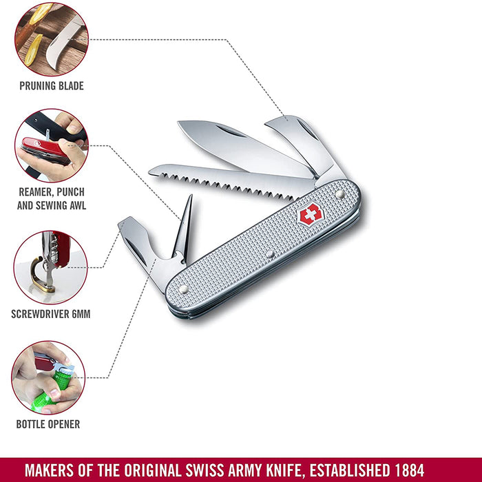 Victorinox Silver Alox Handle Gray Stainless Steel Blade Folding Knife - 0.8150.26