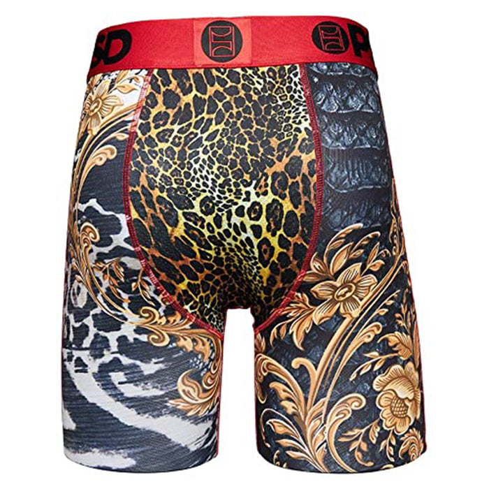 PSD Men's Black Lux Animal Print Boxer Briefs Underwear - 121180013-BLK