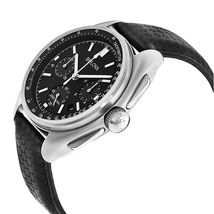 Bulova Men's Black Dial Leather Band Chronograph Quartz Watch - 96B251