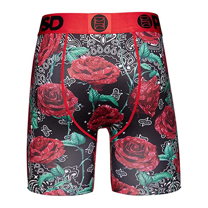PSD Men's Black Bandana Roses Boxer Briefs Underwear - 321180058-BLK