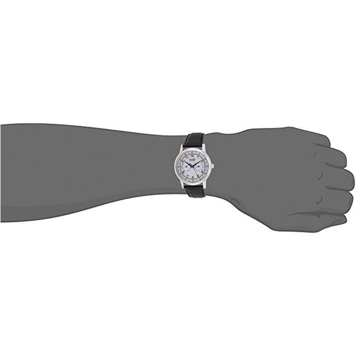 Citizen Mens Silver Dial Black Leather Band Japanese Quartz Watch - AO9000-06B