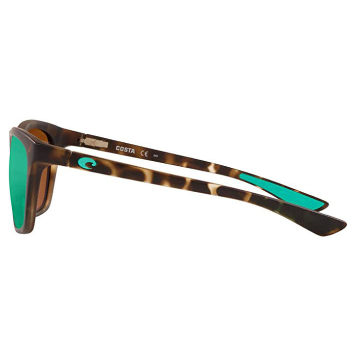 Costa Del Mar Women's Matte Shadow Tortoise Frame Green Mirro Lens Polarized Cheeca Square Sunglasses - CHA249OGMP
