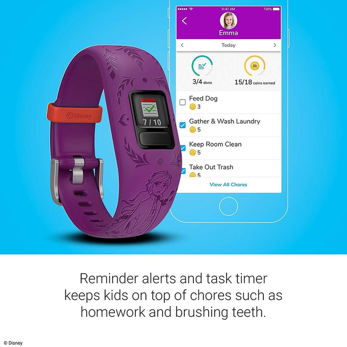 Garmin vivofit Jr 2 Kids Disney Frozen 2 Anna Purple Silicone Band Fitness/Activity Tracker Smart Watch - 010-01909-39