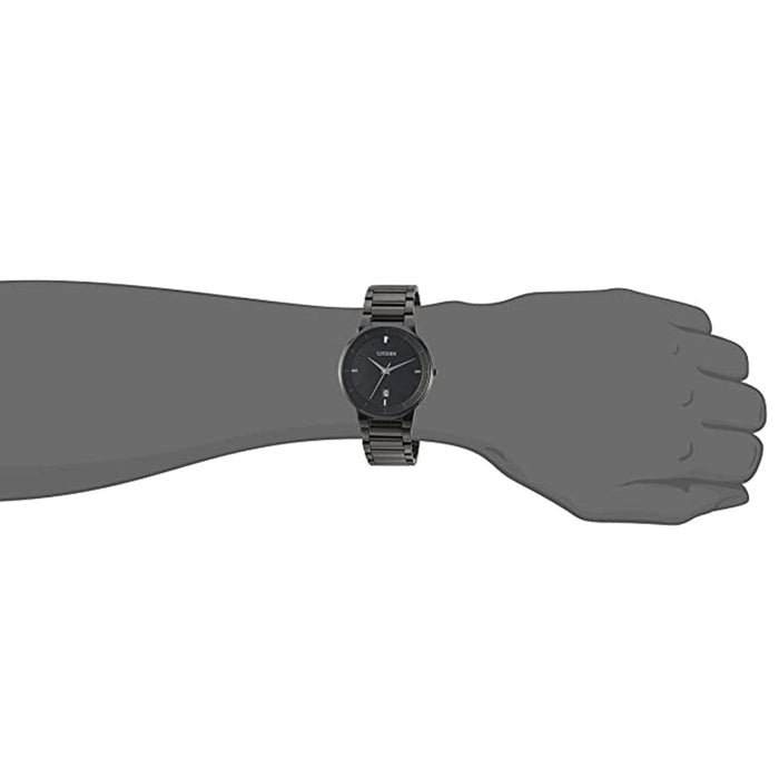 Citizen Quartz Mens Black Stainless Steel Case Black Bracelet Black Dial Round Watch - BI5017-50E