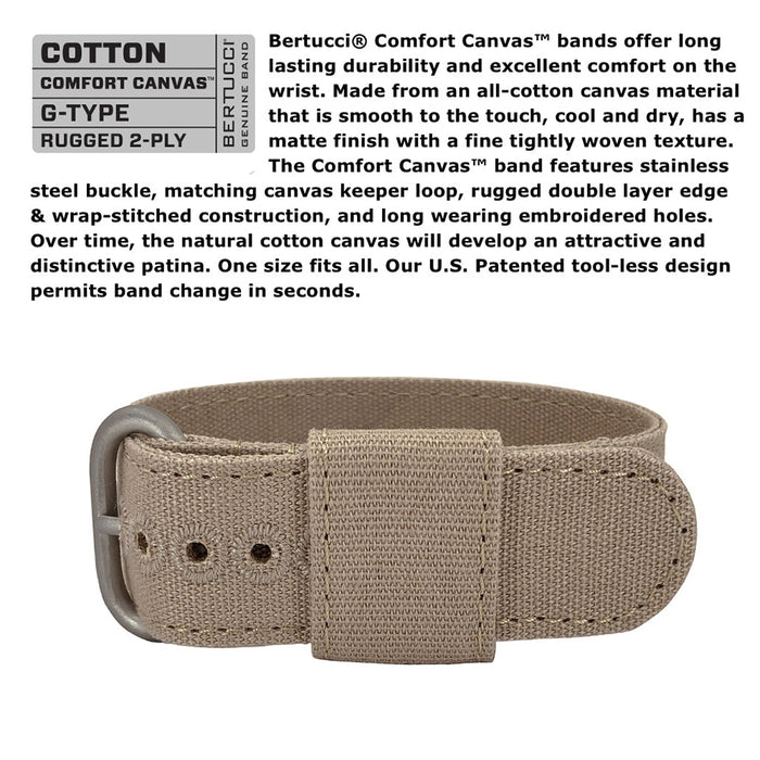 Bertucci Mens DX3 Sand Comfort Canvas Band White Analog Dial Quartz Watch - 11096