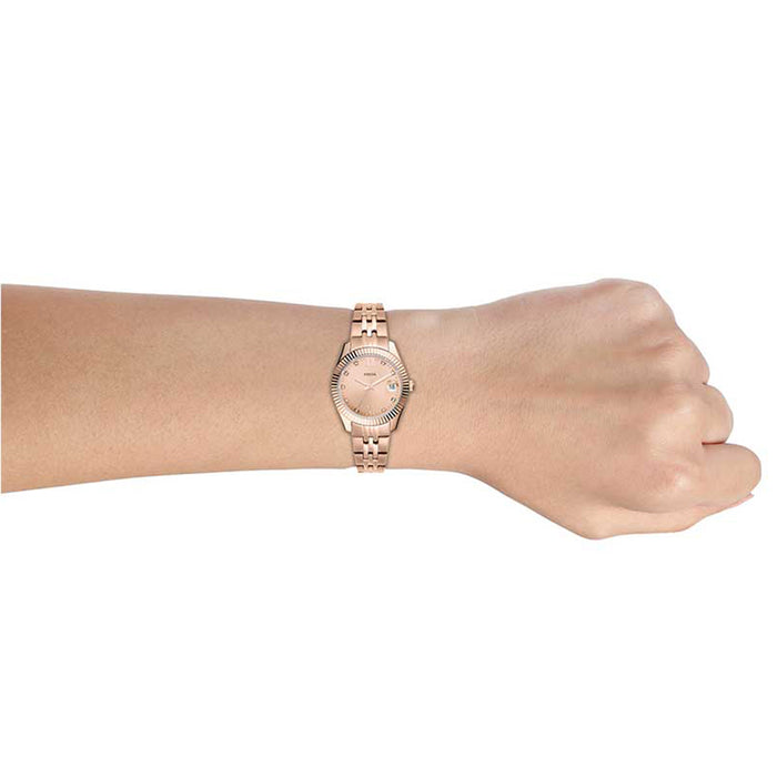 Fossil Womens Rose Gold Dial Band Stainless Steel Quartz Watch - ES4898