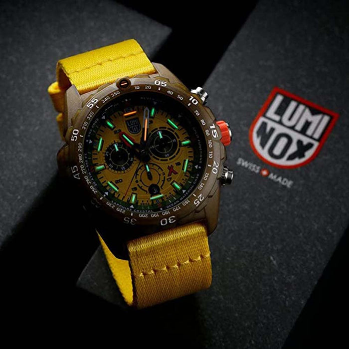 Luminox Mens Yellow Dial Ocean-Bound plastic Band Swiss Quartz Watch -XB.3745.ECO