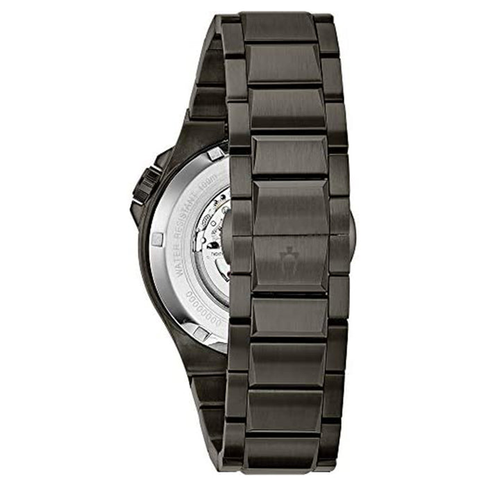 Bulova Men's Grey Dial Black Stainless Steel Band Automatic Watch - 98A179