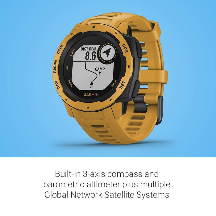 Garmin Instinct Sunburst Yellow Band Multi-Sport Multi-Sensor Dial Rugged Outdoor Smart Watch - 010-02064-03
