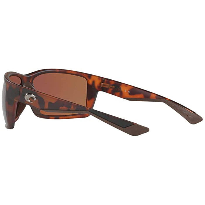Costa Del Mar Mens Reefton Rectangular Matte Retro Tortuga Polarized Copper Sunglasses - RFT66OCP