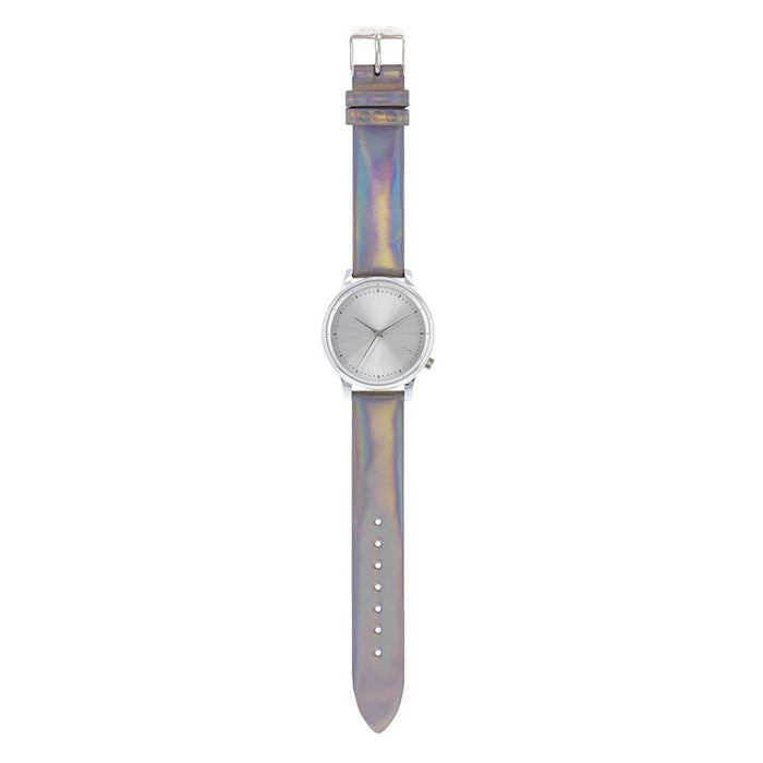 Komono Womens Estelle Iridescent Stainless Steel Case Silver Leather Silver Watch - KOM-W2802