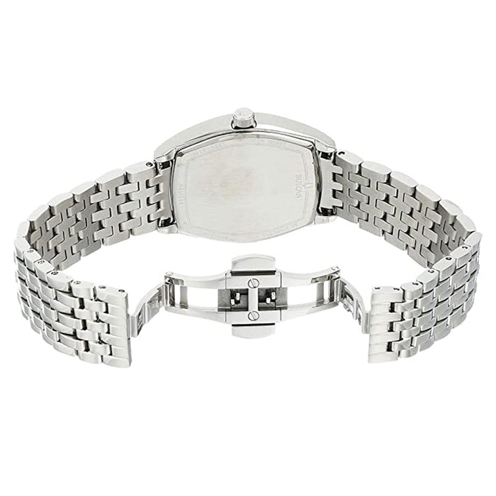 Bulova Womens Classic Ambassador White Dial Silver Stainless Steel Strap Watch - 96M145