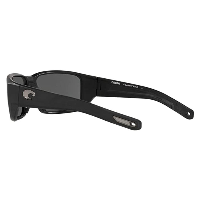 Costa Del Mar Mens Fantail Pro Rectangular Matte Black Grey Silver Mirrored Sunglasses - 6S9079-BLKGRYSILMIR