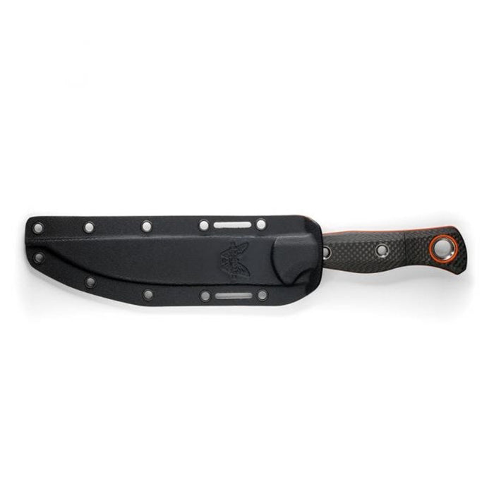 Benchmade Black Carbon Fiber Handle Orange S45VN Trailing Point Fixed Blade Meatcrafter Knife - BM-15500OR-2