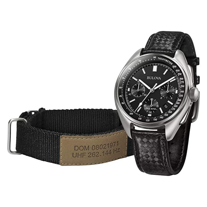 Bulova Men's Black Dial Leather Band Chronograph Quartz Watch - 96B251