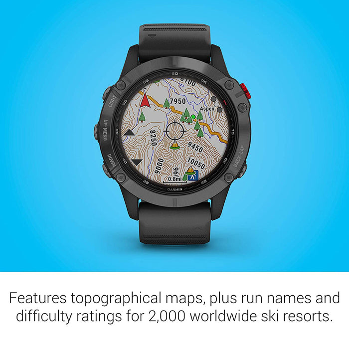 Garmin fenix 6 Black Silicone Band Digital Dial Solar Multisport GPS Smart Watch - 010-02410-14