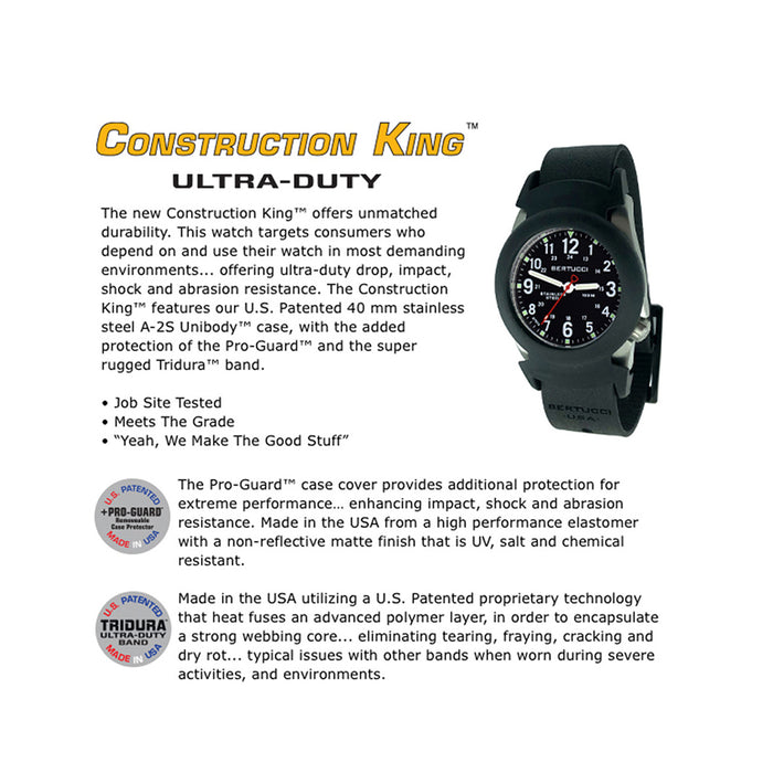 Bertucci A-2S Construction King Unisex Black Dial Tridura Band Japanese Quartz Watch - 11114