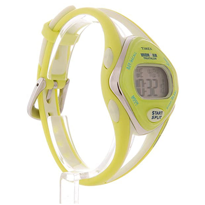 Timex Womens Ironman Silver Dial Sleek Mid-Size Lime Resin Strap Watch - T5K656