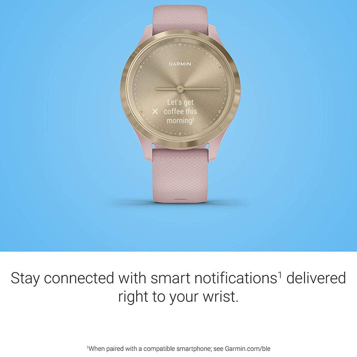 Garmin vivomove 3S Pink Silicone Band Gold Digital Dial Hybrid Smart Watch - 010-02238-01