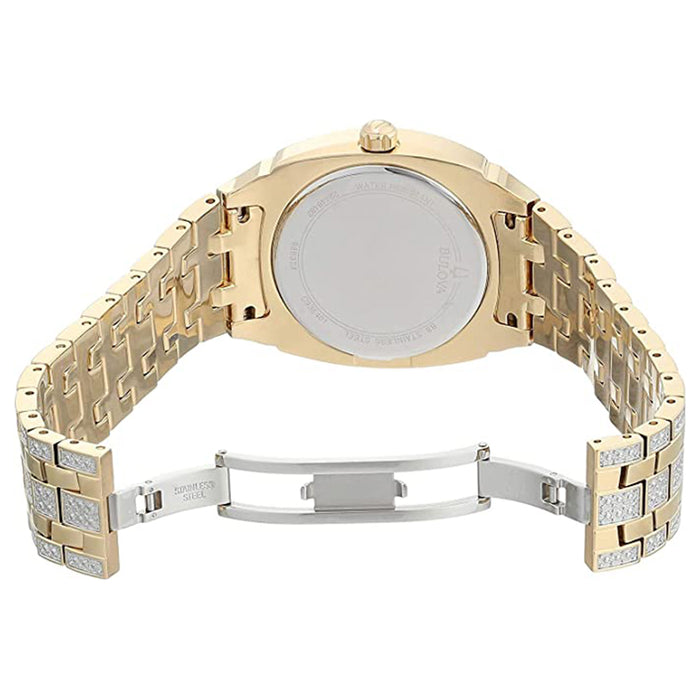 Bulova Men's Silver Dial Crystals Phantom Gold Tone Stainless Steel Band Quartz Watch - 98B323