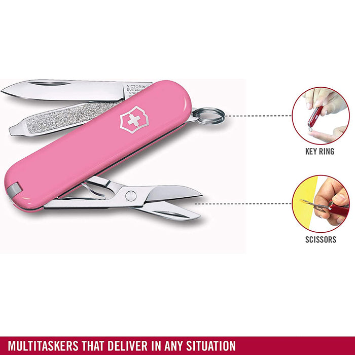 Victorinox Pink ‎Acrylonitrile Butadiene Styrene Handle ‎Stainless Steel Blade Swiss Army Pocket Folding Knife - 0.6223.51