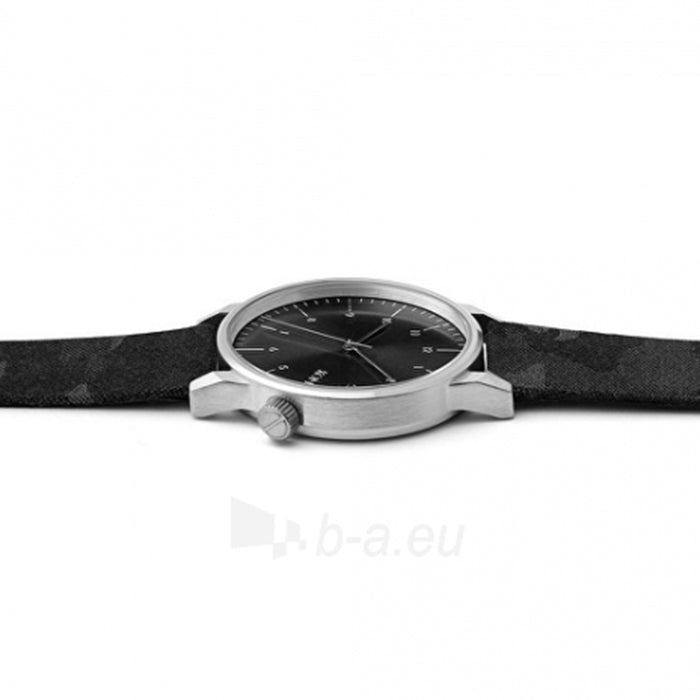 Komono Mens Stainless Steel Silver Case Black Fabric Wristband Round Watch - KOM-W2168