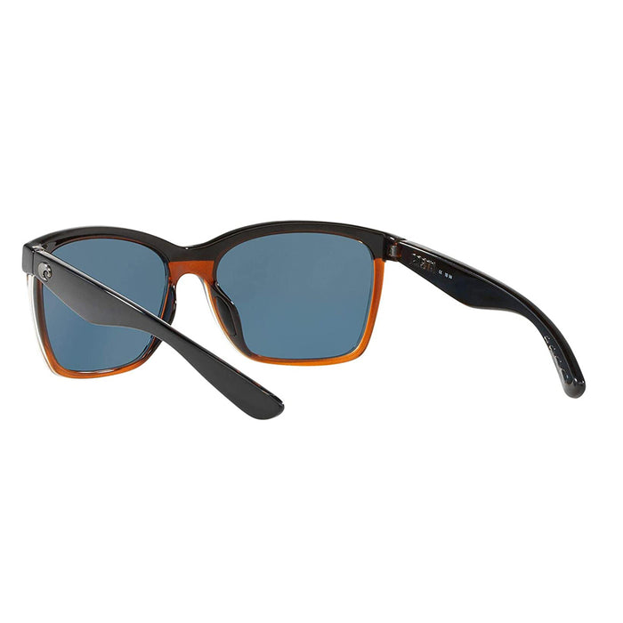 Costa Del Mar Womens Anaa Shiny Black on Brown Frame Grey Polarized 580p Lens Sunglasses - ANA107OGP