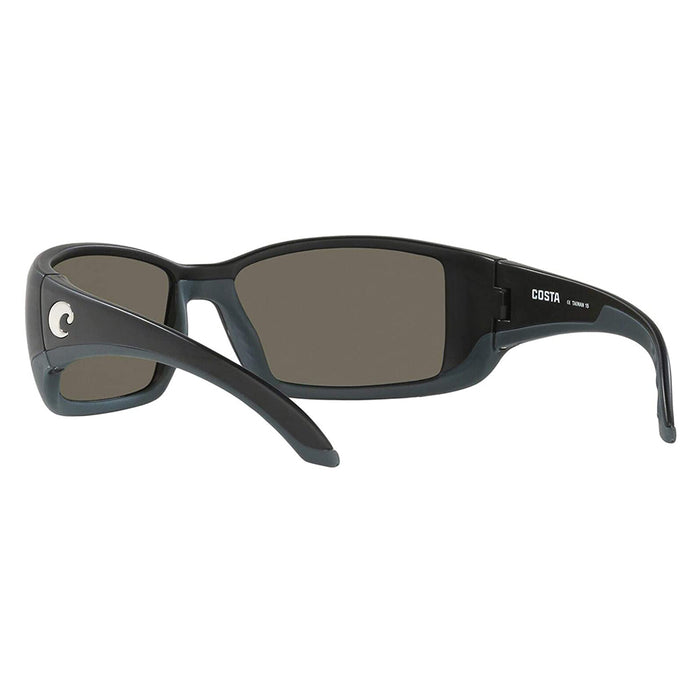 Costa Del Mar Mens Blackfin Matte Black Frame Polarized Grey Blue Mirror 580g Lens Sunglasses - BL11OBMGLP