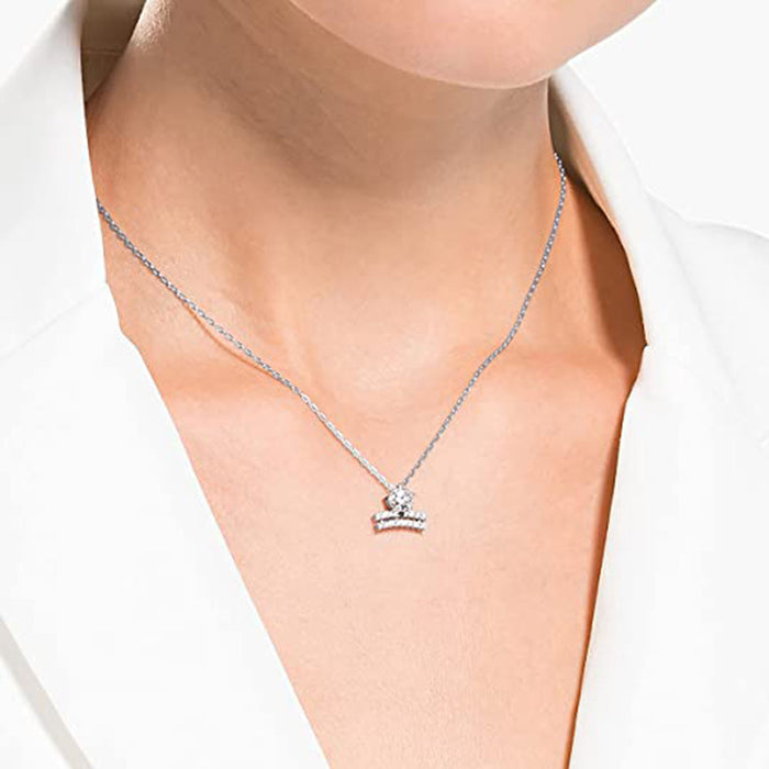 Swarovski Women's White Crystal and Gold Tone Rhodium Plated Chain Zodiac Symbols Pendant Necklace - SV-5563895