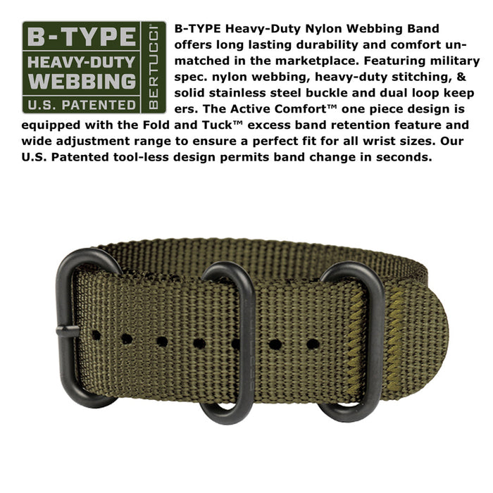 Bertucci Mens A-2CT CERA-TI Defender Olive Nylon Band Rhino Gray Dial Analog Swiss Quartz Wrist Watch - 12135