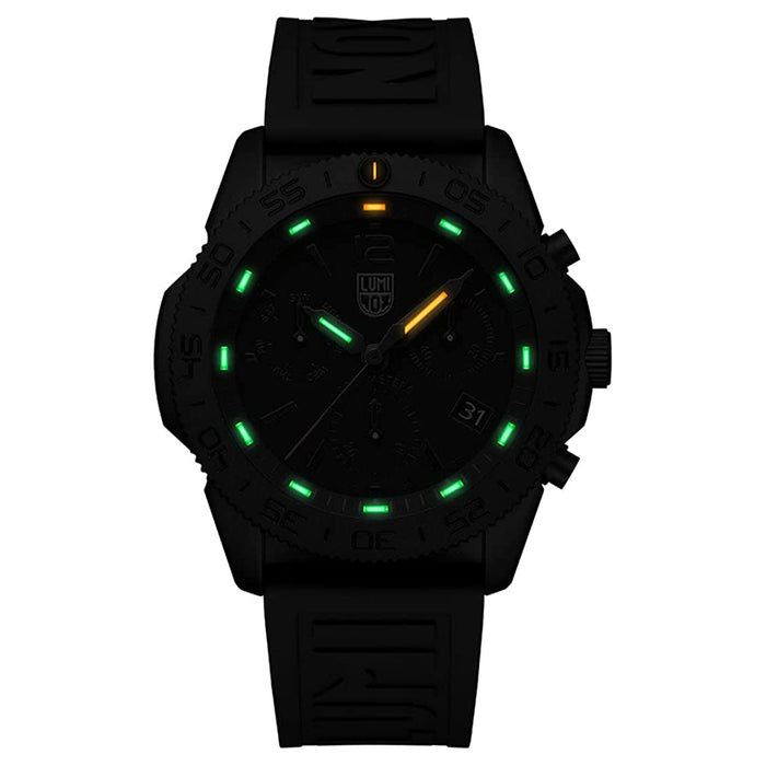 Luminox Men's Black Dial Rubber Band Pacific Diver Blackout Chronograph Swiss Quartz Watch - XS.3141.BO(2)