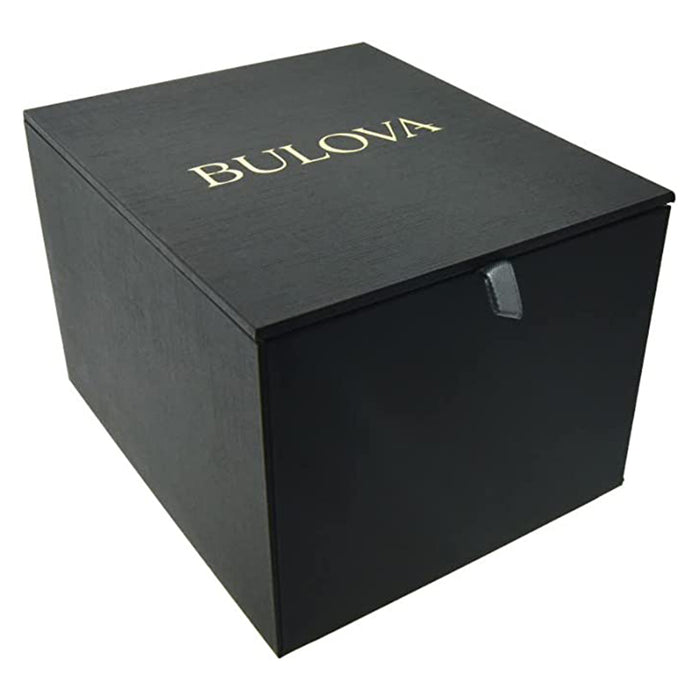 Bulova Men's Black Dial Silver Stainless Steel Band Quartz Watch - 96B272