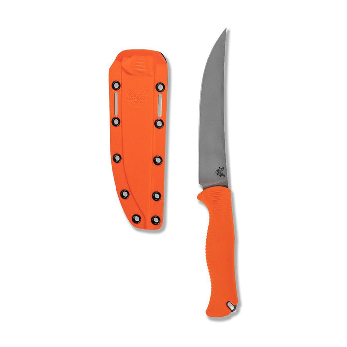 Benchmade Meatcrafter Steven Rinella CPM 154 Trailing Point Fixed Blade Orange Santoprene Handle Hunting Knife - BM-15500