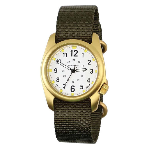 Bertucci A-2A Unisex White Dial Olive Nylon Band Japanese Quartz Watch
