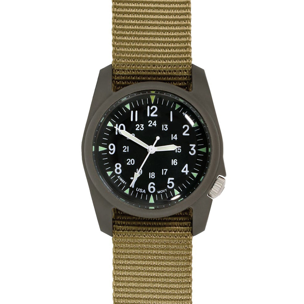 Bertucci Black Dial Dark Olive Case RETROFORM KHAKI Nylon Band Wrist W ...