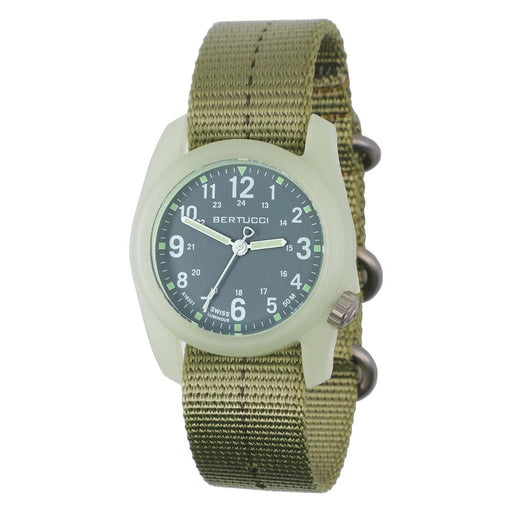 Bertucci DX3 Unisex Vintage Drab Dial Patrol Green Nylon Band Japanese Quartz Watch