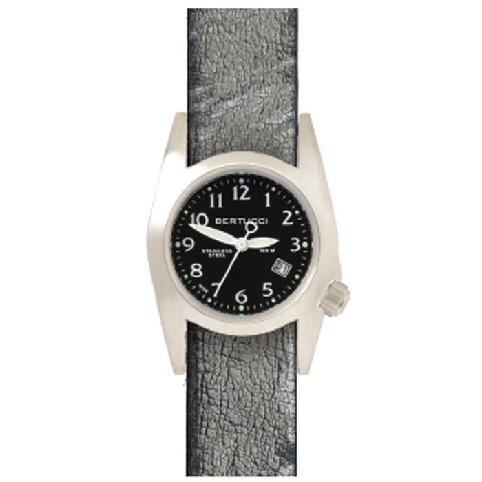 Bertucci M-1S Women's Granite Gray Leather Band Black Quartz Dial Watch