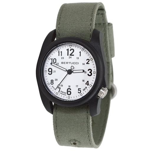 Bertucci Men's DX3 Spruce Comfort Canvas Band White Analog Dial Quartz Watch