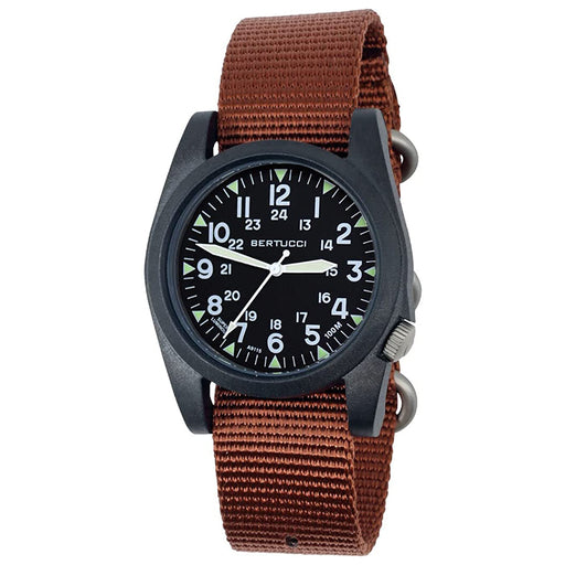 Bertucci Unisex Black Dial Rust Nylon Band Japanese Quartz Watch