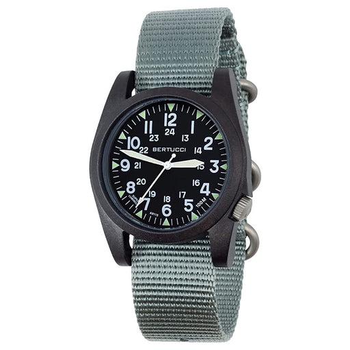 Bertucci Unisex Black Dial Vintage Drab Nylon Band Japanese Quartz Watch
