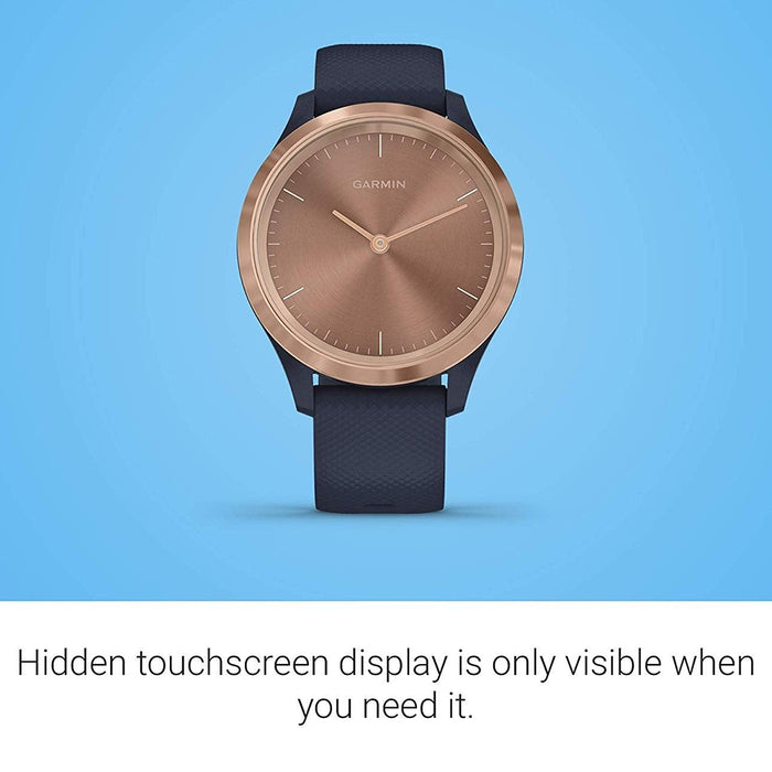 Garmin vívomove 3S Navy Blue Silicone Band Gold Dial Hybrid Smart Watch