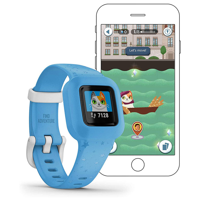 Garmin vivofit Fitness Tracker for Kids Swim Friendly Blue Stars Silicone Band Smart Watch - 010-02441-22