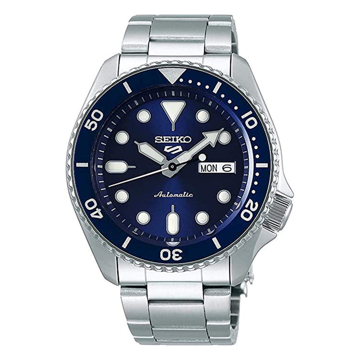 Seiko Mens Silver Blue Dial Automatic Watches | WatchCo.com