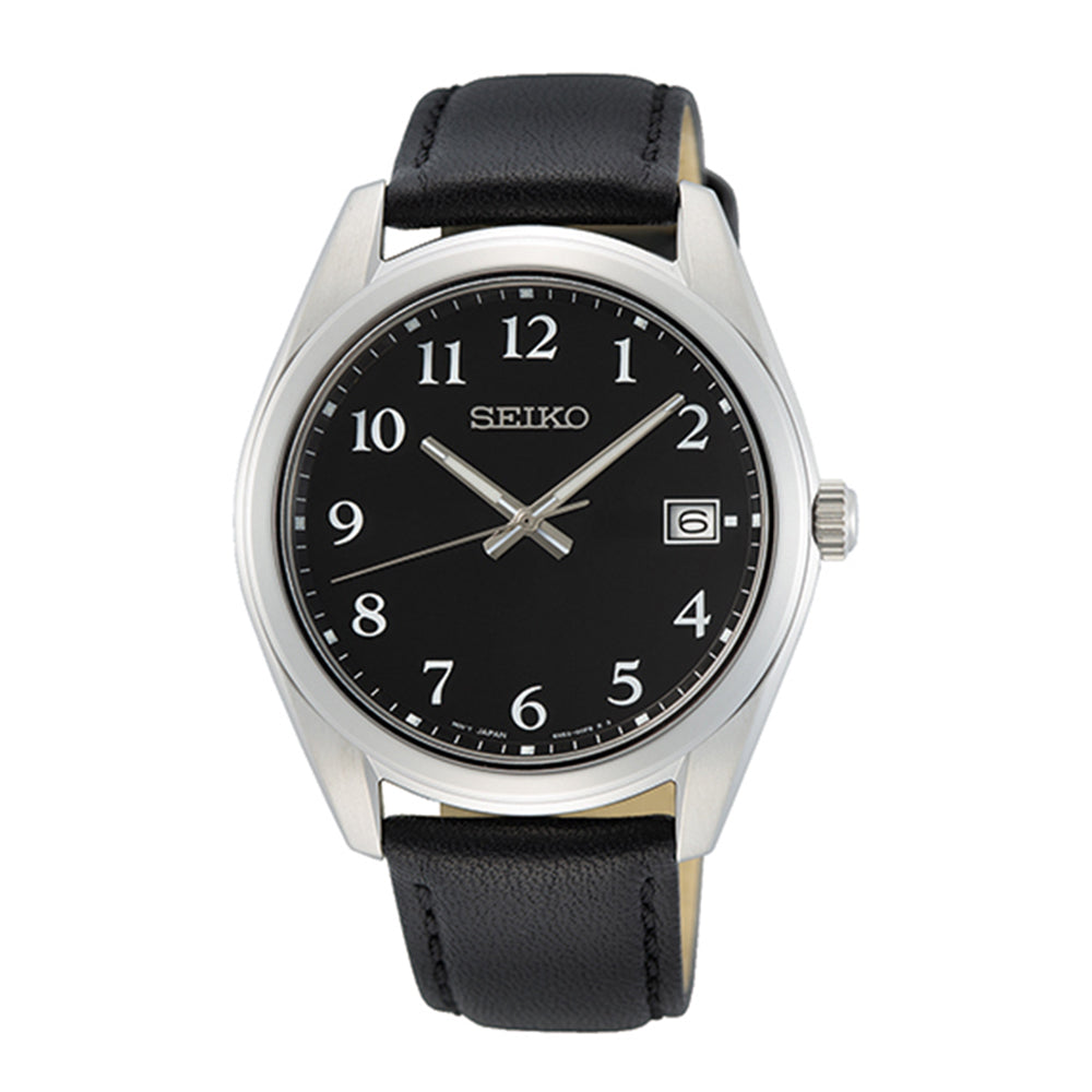 SEIKO SOLAR メンズ時計 黒文字盤 ステンレス SeikoMen_sBlackDialLeatherStai
