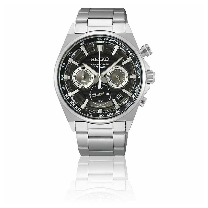Seiko Men's Black Dial Silver Watches | WatchCo.com