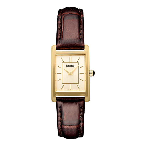 Seiko Women's Beige Dial Brown Leather Watches | WatchCo.com