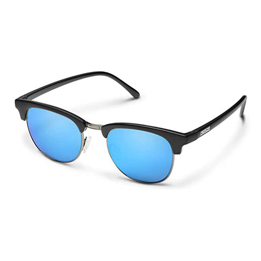 Suncloud Unisex Matte Black Frame Blue Mirror Sunglasses | WatchCo.com