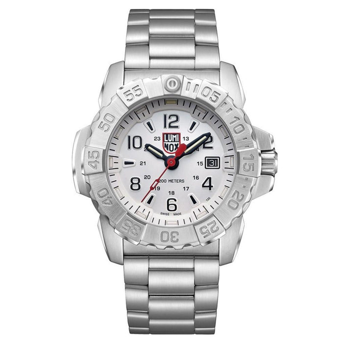 Luminox Men's Navy Seal Steel 3250 Series Stainless Steel Bracelet White Analog Dial Quartz Watch - XS.3258.L